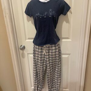 Navy and Plaid Pajama Set